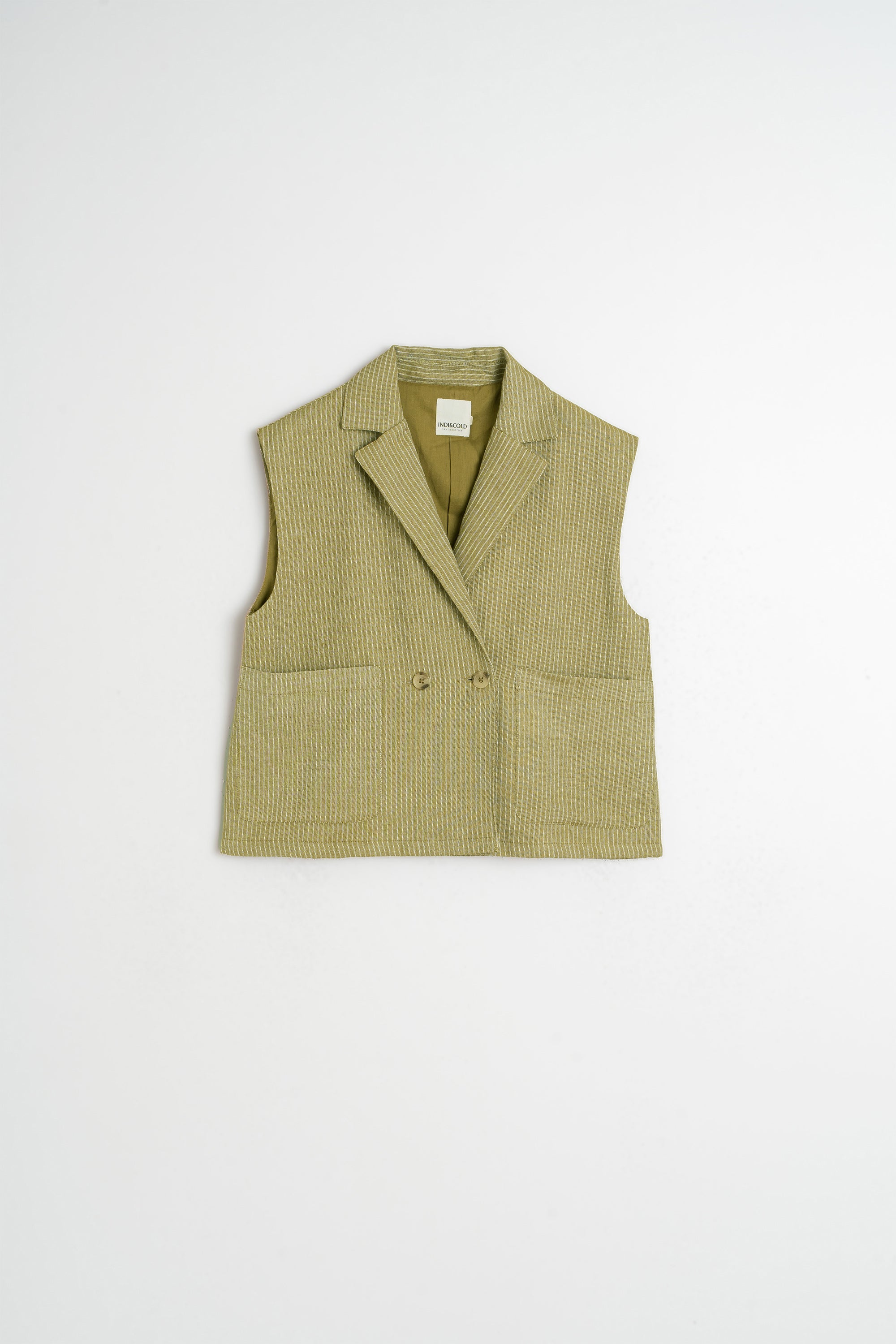 Gilet À Fines Rayures - Kaki