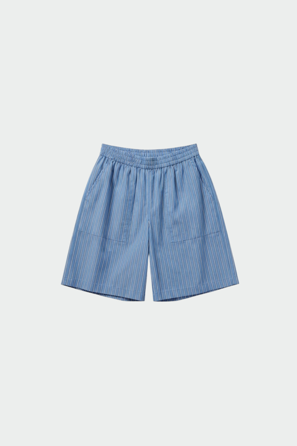 Bermuda Long En Popeline - Bleu