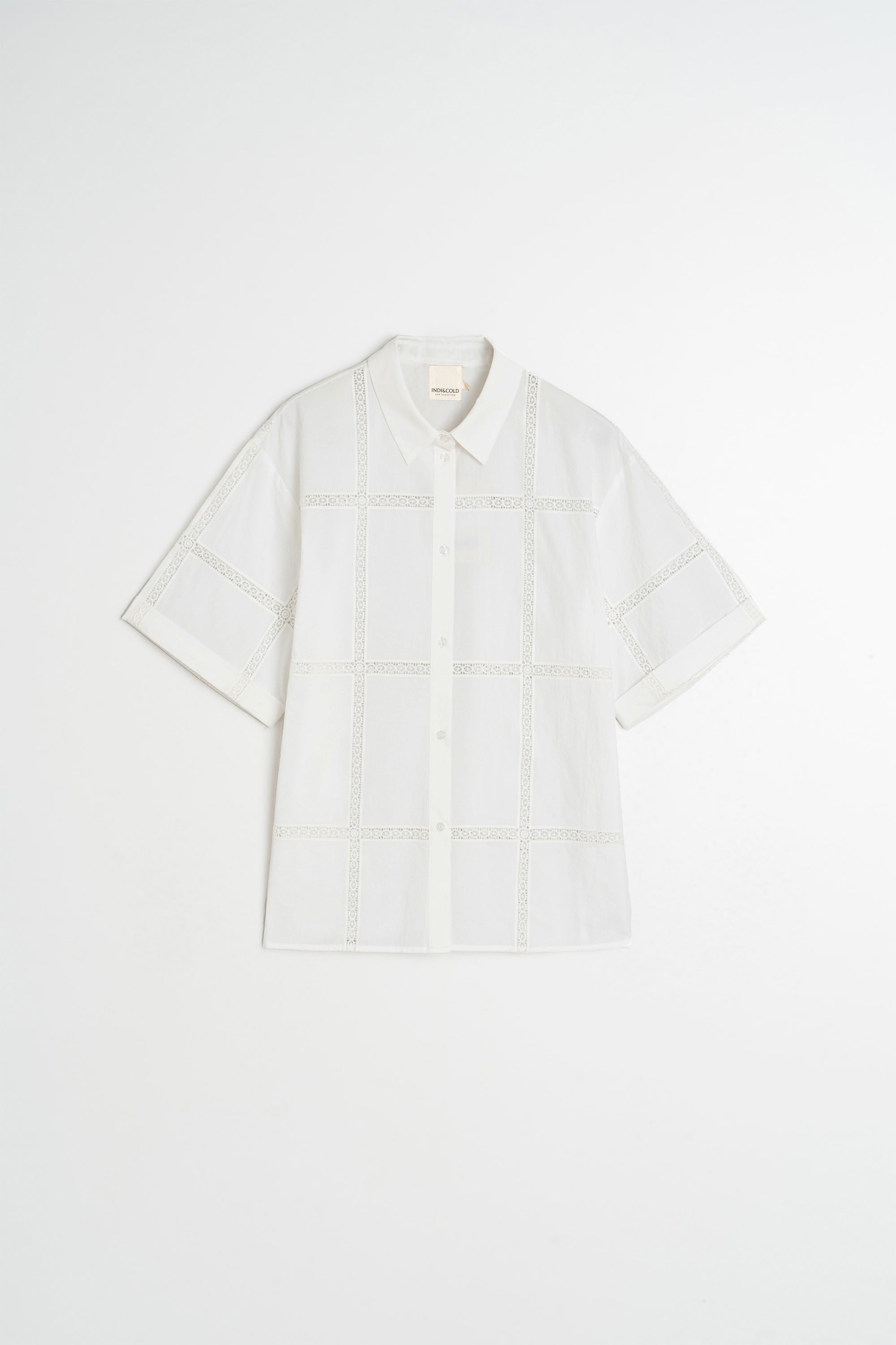 Chemise En Popeline Et Dentelle - Blanc