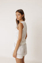Short En Popeline Et Dentelle - Blanc