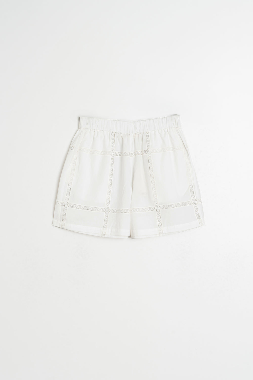 Short En Popeline Et Dentelle - Blanc