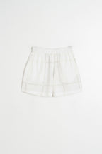 Short En Popeline Et Dentelle - Blanc