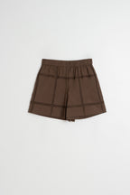 Short En Popeline Et Dentelle - Chocolat