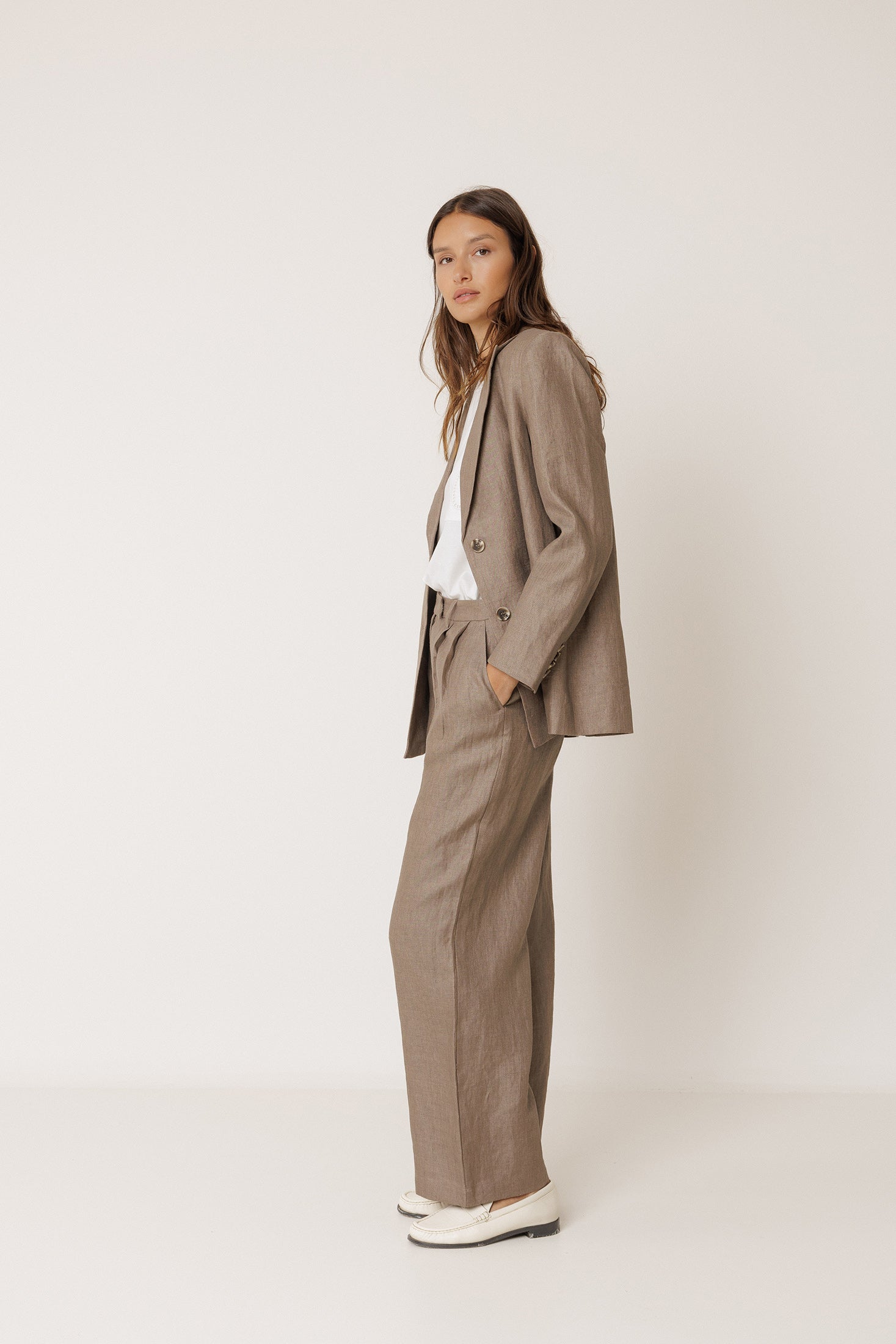 Veste De Sport En Lin - Tabac