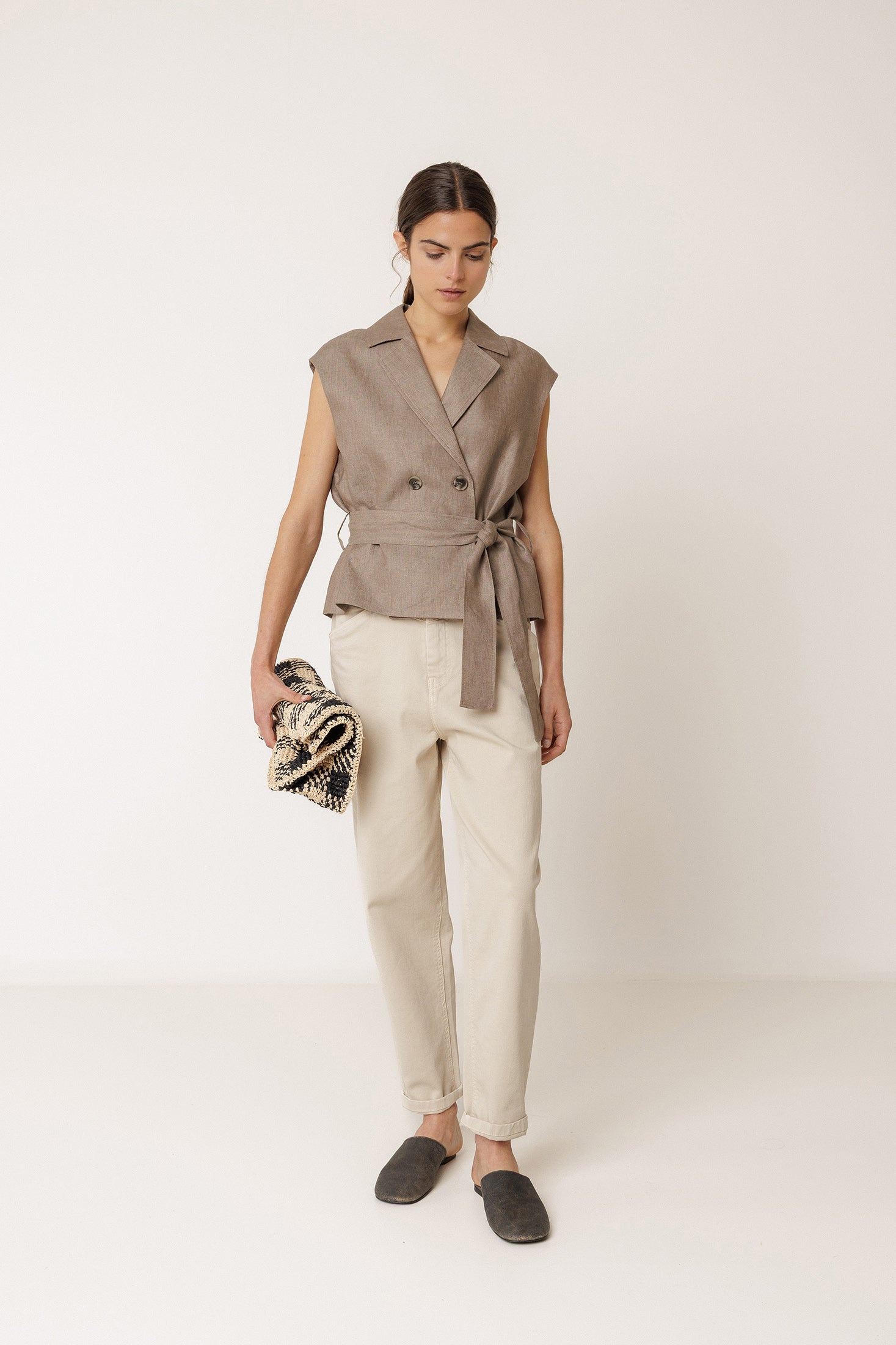 Gilet En Lin - Tabac