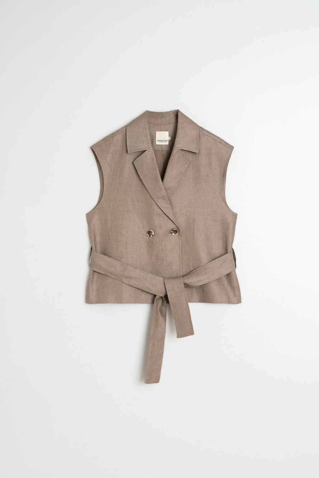 Gilet En Lin - Tabac