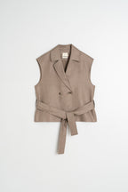 Gilet En Lin - Tabac