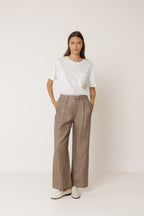 Pantalon En Lin À Plis - Tabac