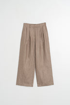 Pantalon En Lin À Plis - Tabac