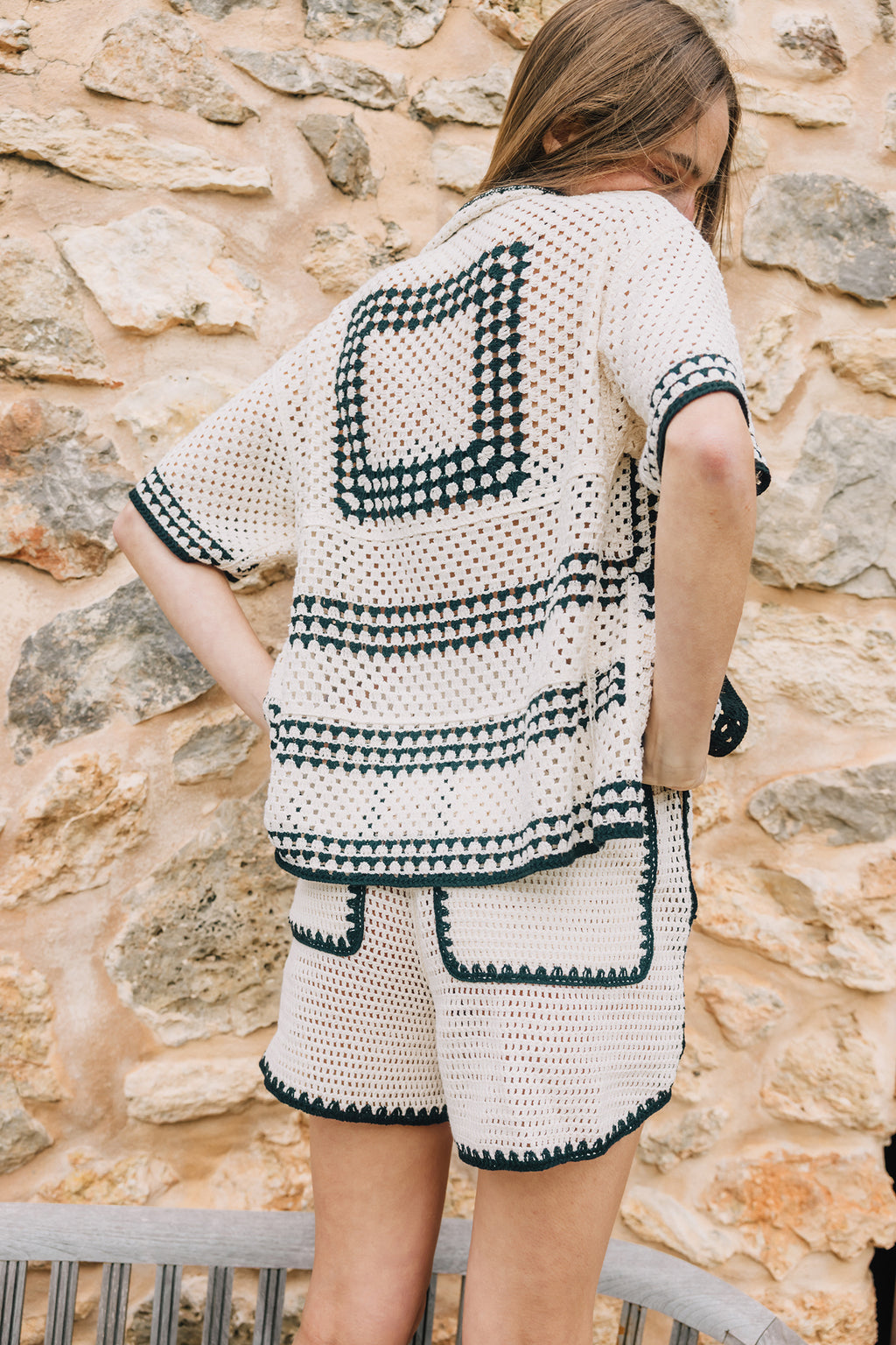 Chemise Crochetée Bicolore - Noir