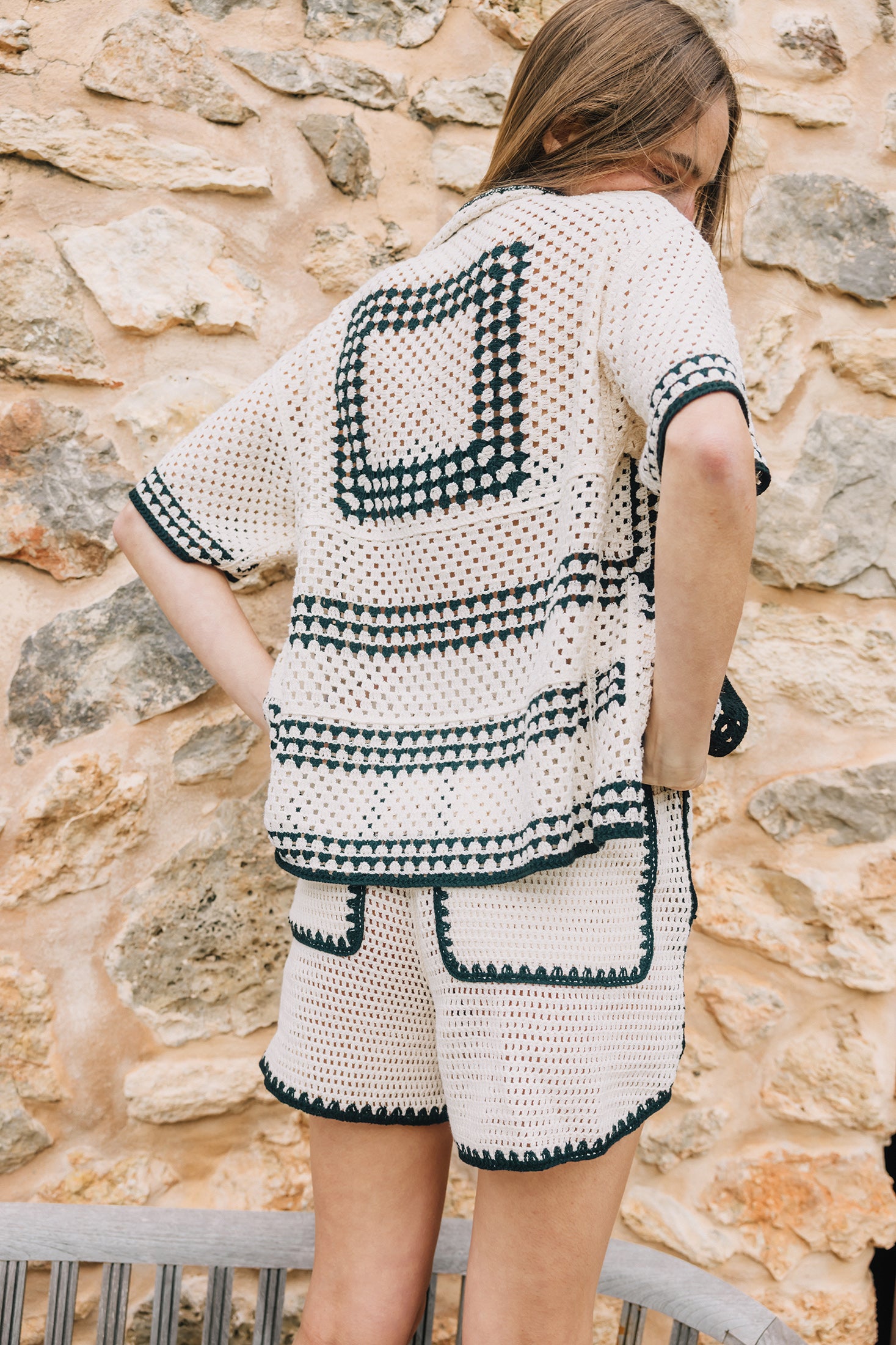 Chemise Crochetée Bicolore - Noir