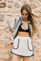 Short Crocheté Bicolore - Noir