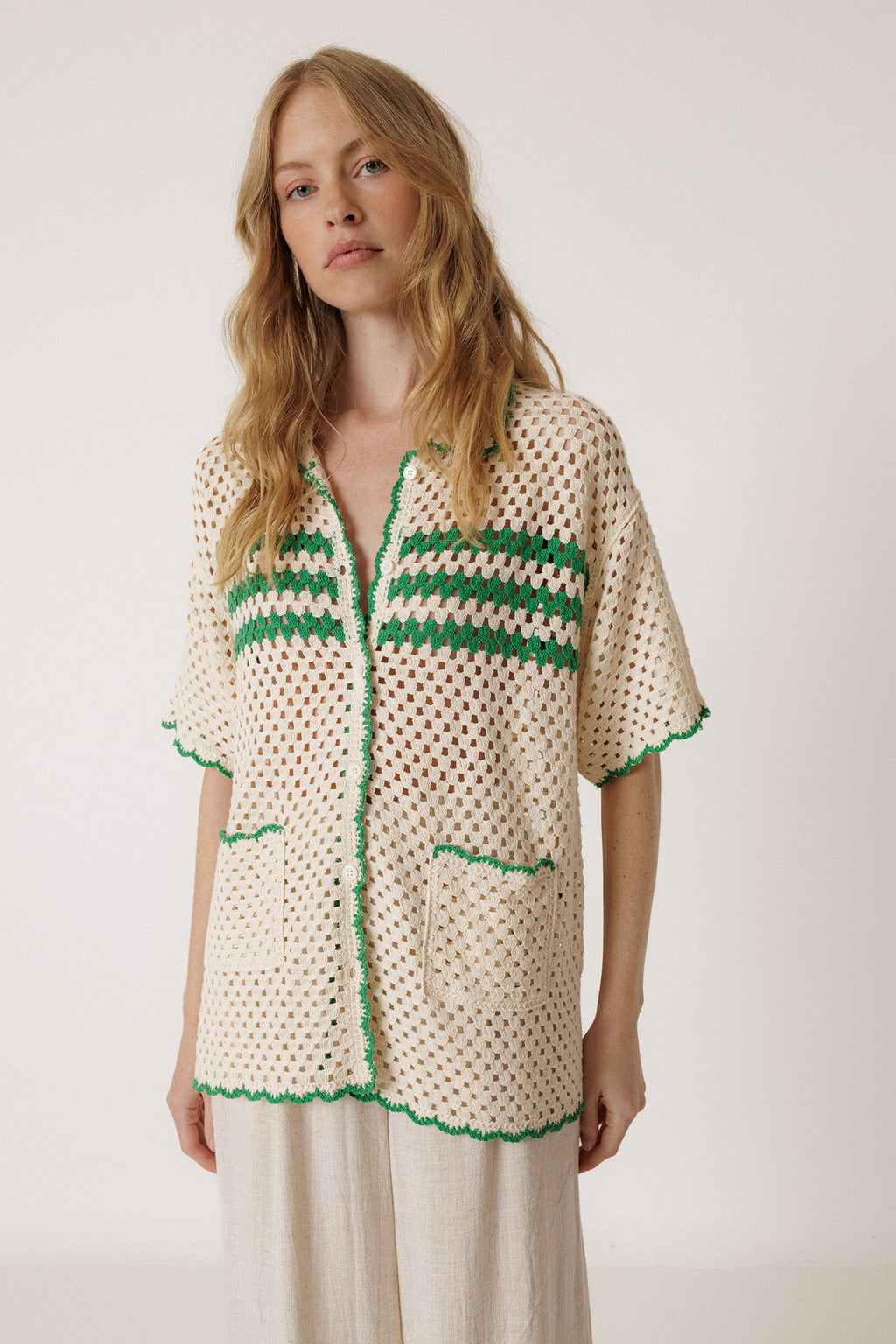 Chemise Crochetée Rétro - Vert