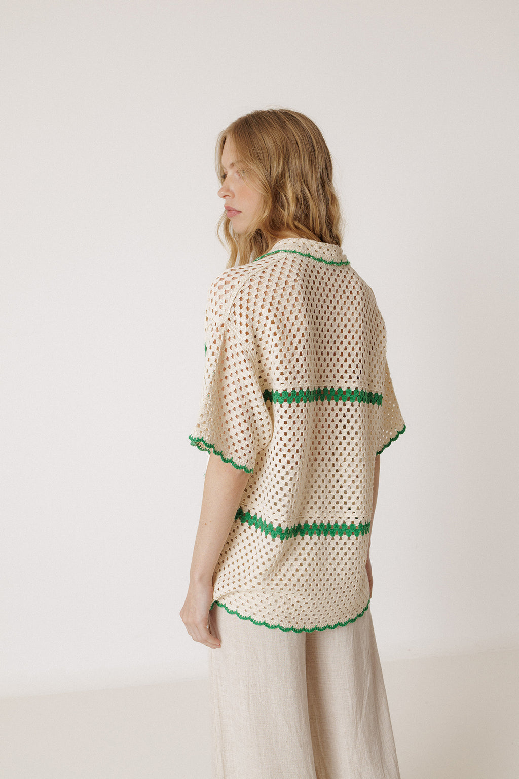 Chemise Crochetée Rétro - Vert