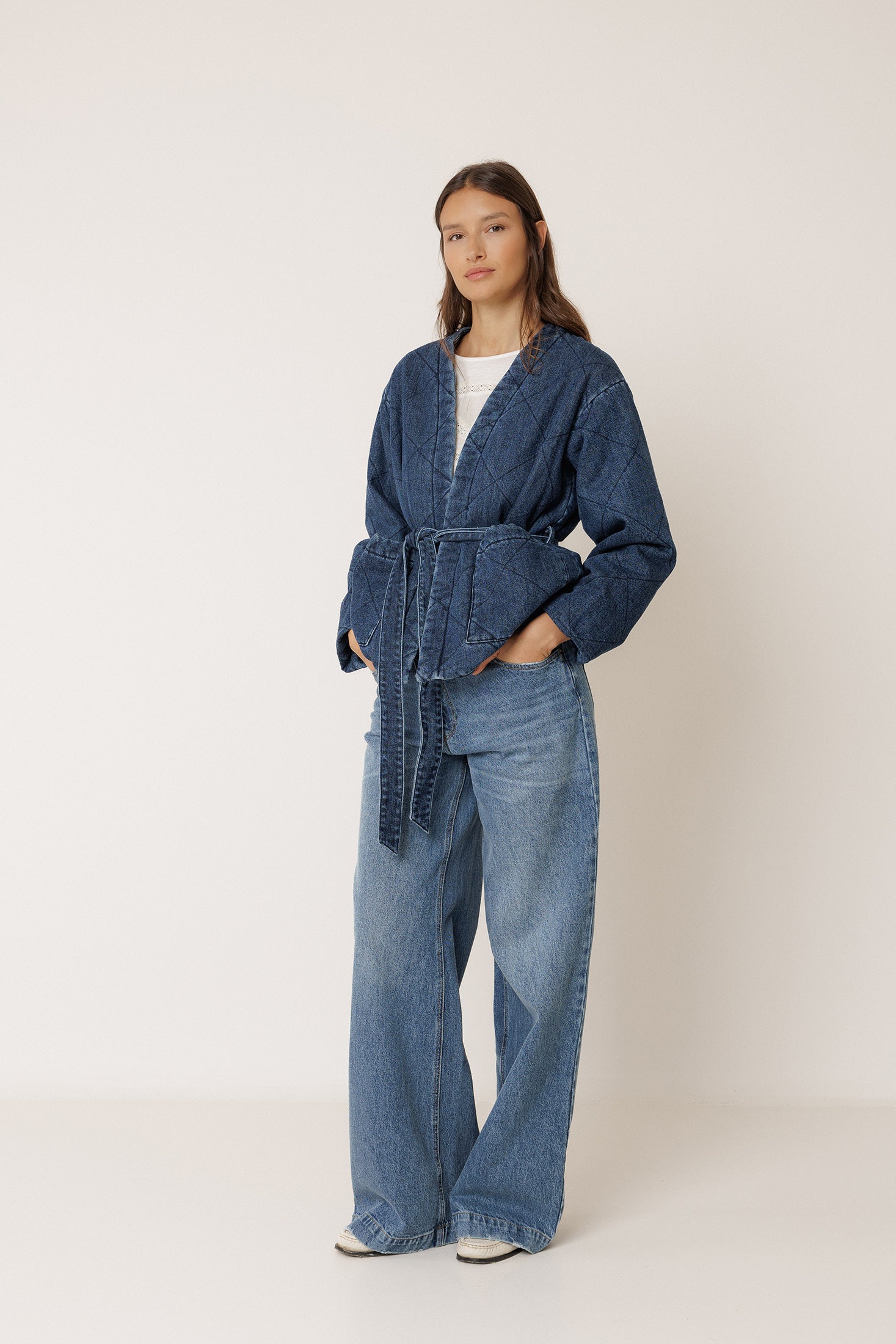 Veste Kimono Matelassée - Denim