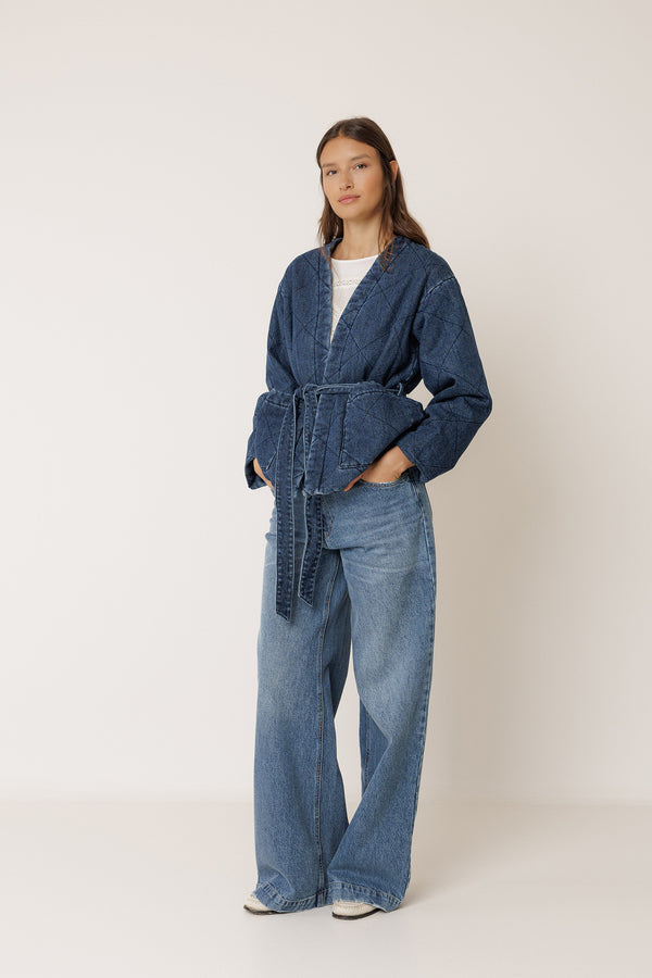 Quilted Kimono Jacket - Denim