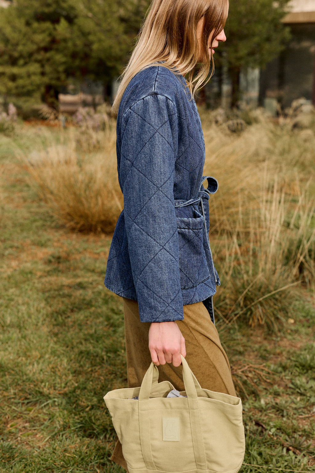 Veste Kimono Matelassée - Denim