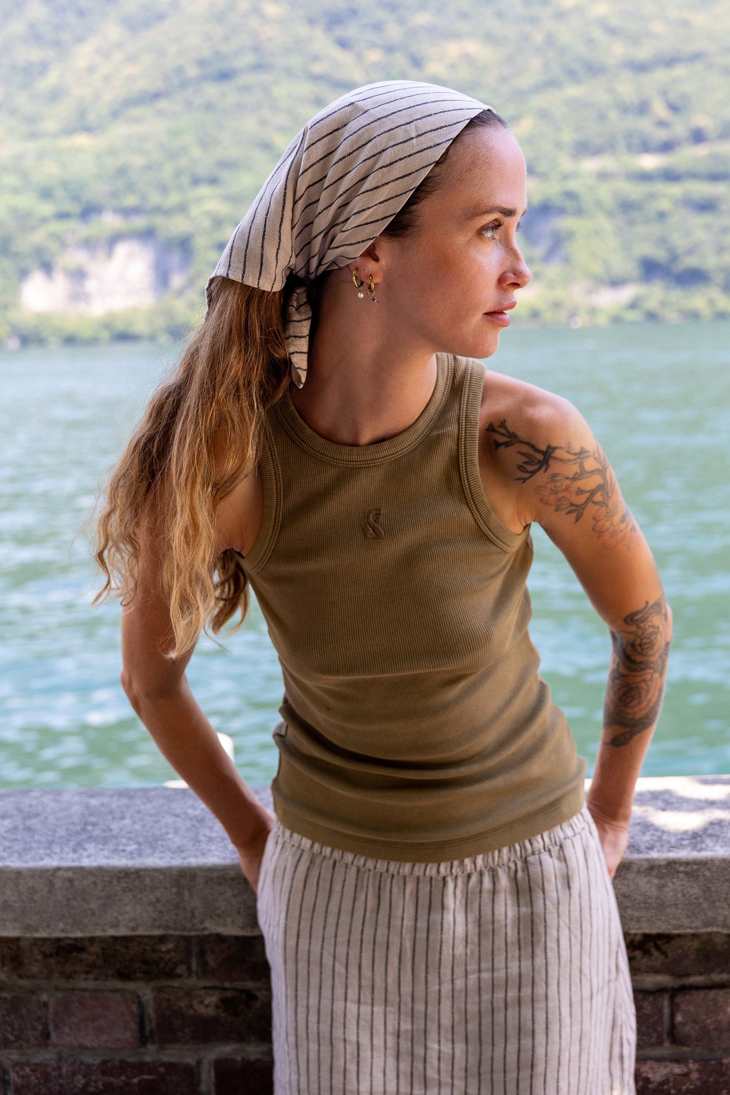 T-Shirt À Bretelles Avec Logo - Kaki