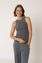 T-Shirt À Bretelles Avec Logo - Charbon