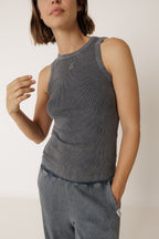 T-Shirt À Bretelles Avec Logo - Charbon