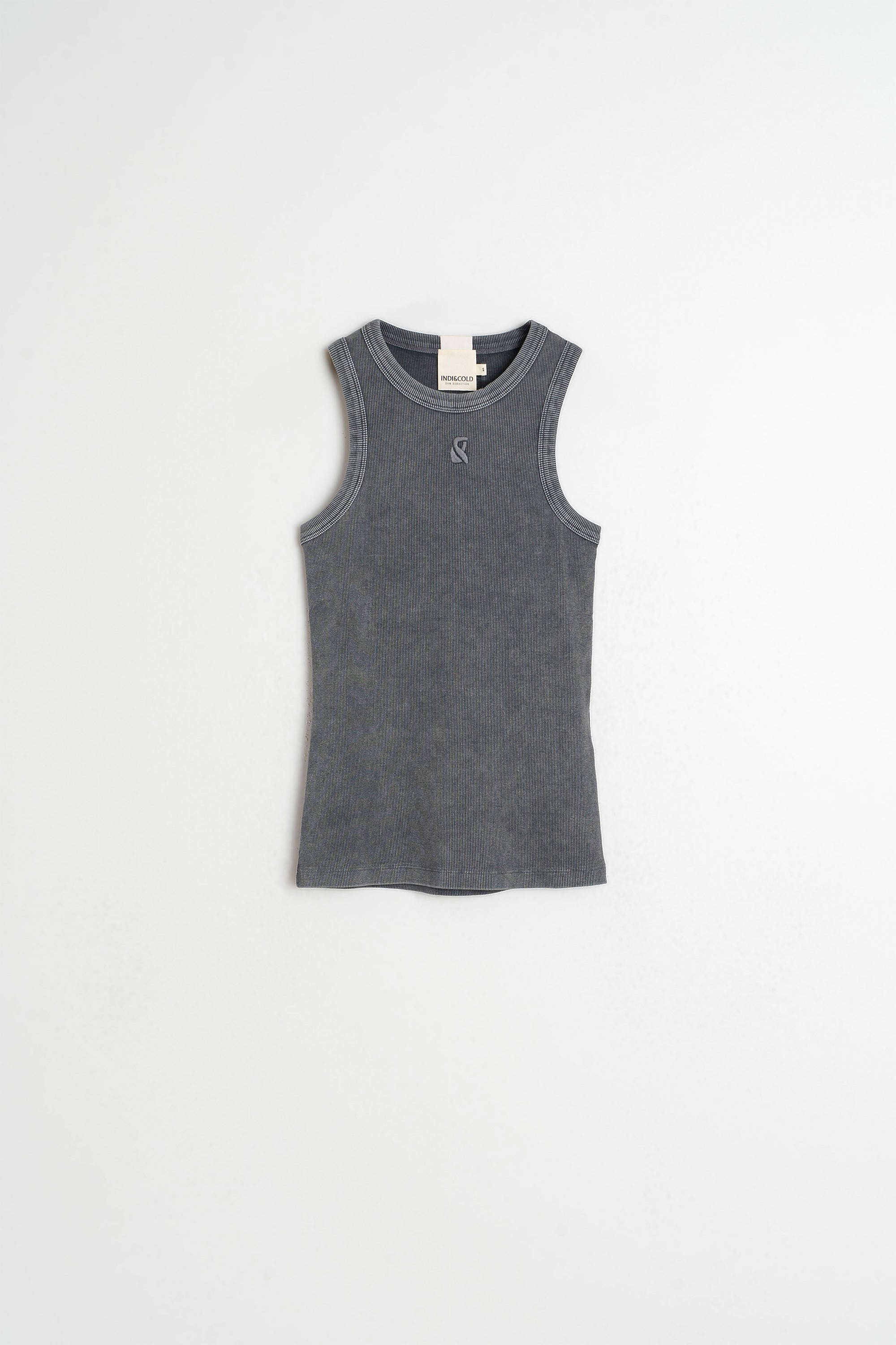 T-Shirt À Bretelles Avec Logo - Charbon