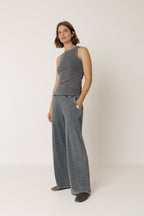 Pantalon Large Côtelé - Charbon