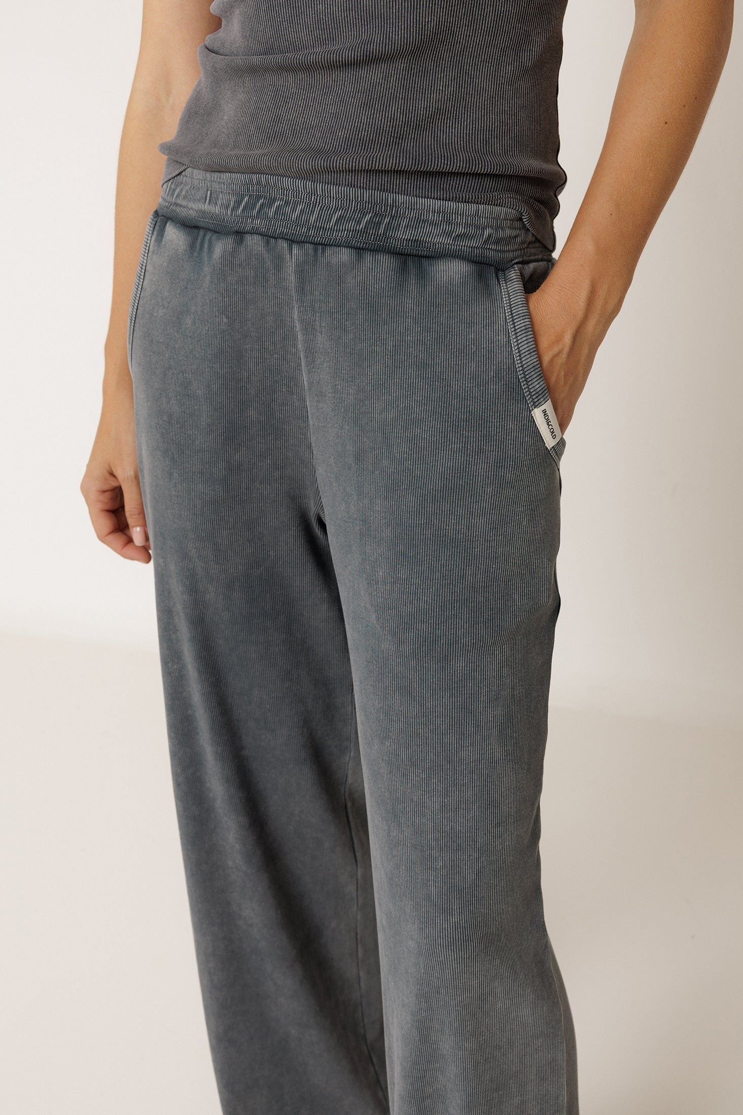 Pantalon Large Côtelé - Charbon