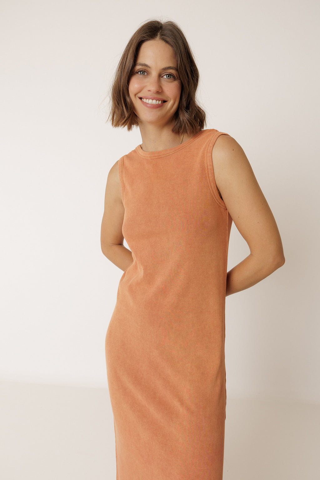 Robe Longue En Coton - Pêche