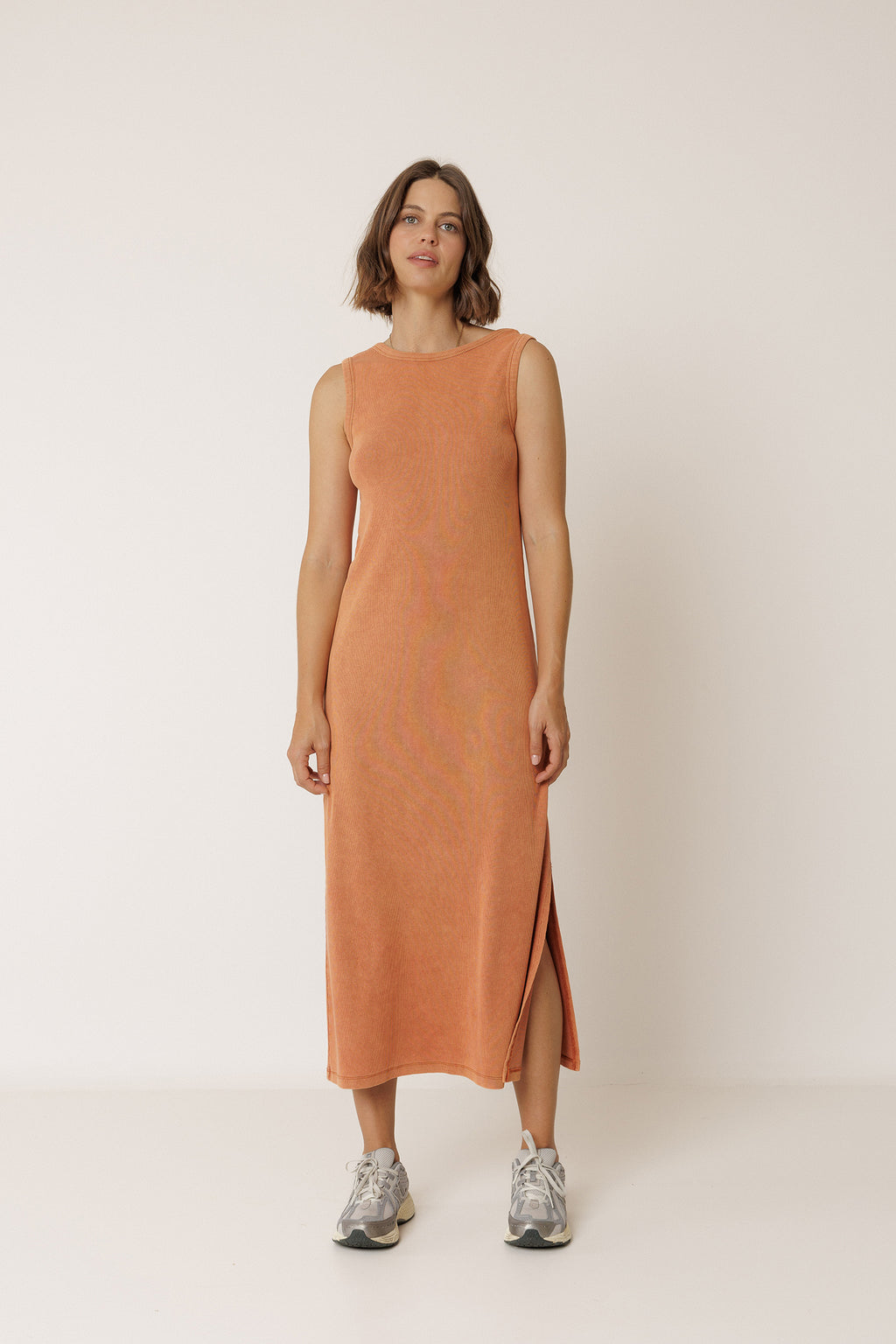 Robe Longue En Coton - Pêche