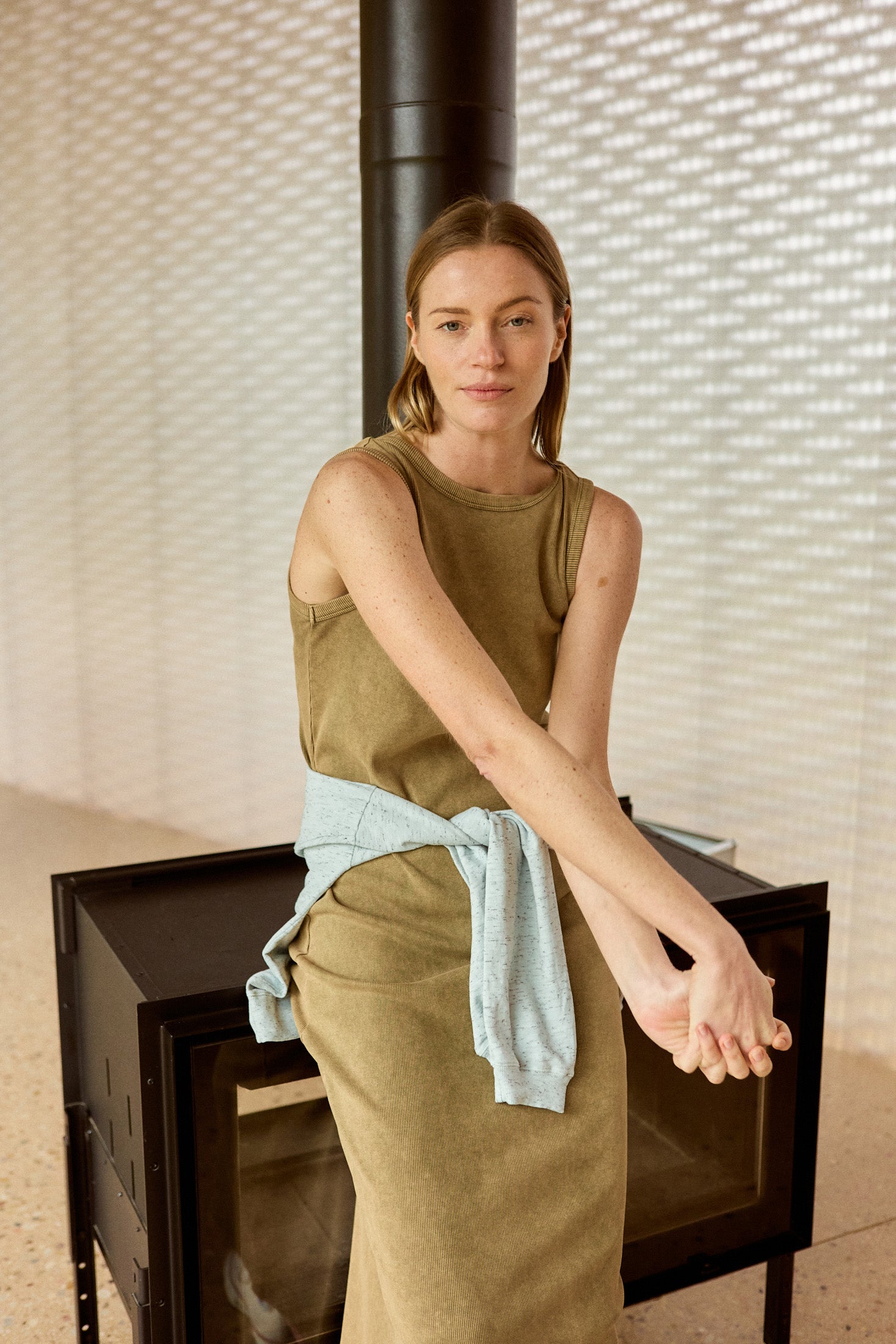 Robe Longue En Coton - Kaki