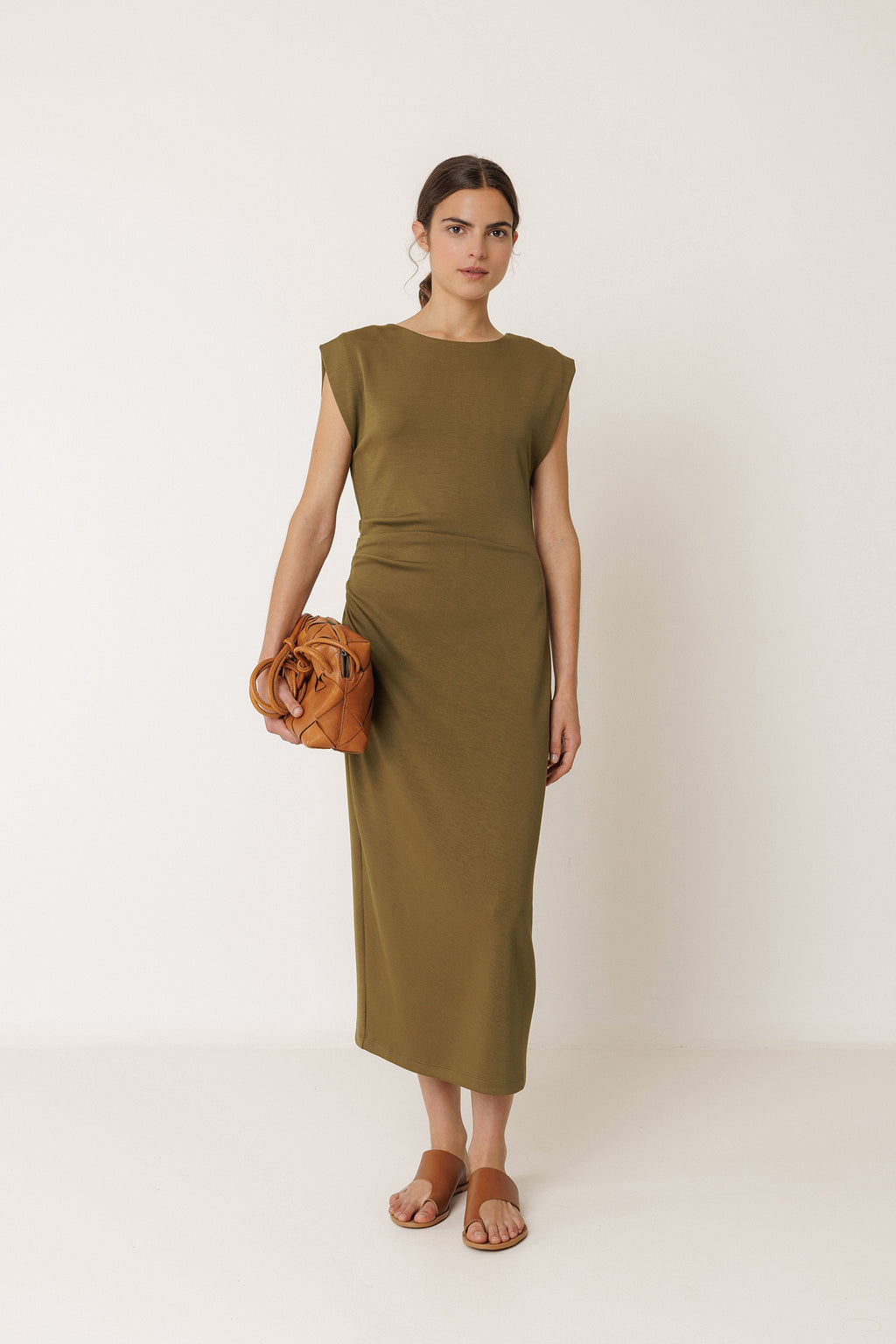 Robe Cintrée Plissée - Kaki