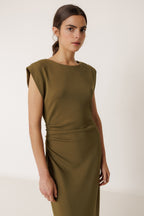 Robe Cintrée Plissée - Kaki