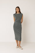 Robe Cintrée Plissée - Anthracite