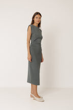 Robe Cintrée Plissée - Anthracite