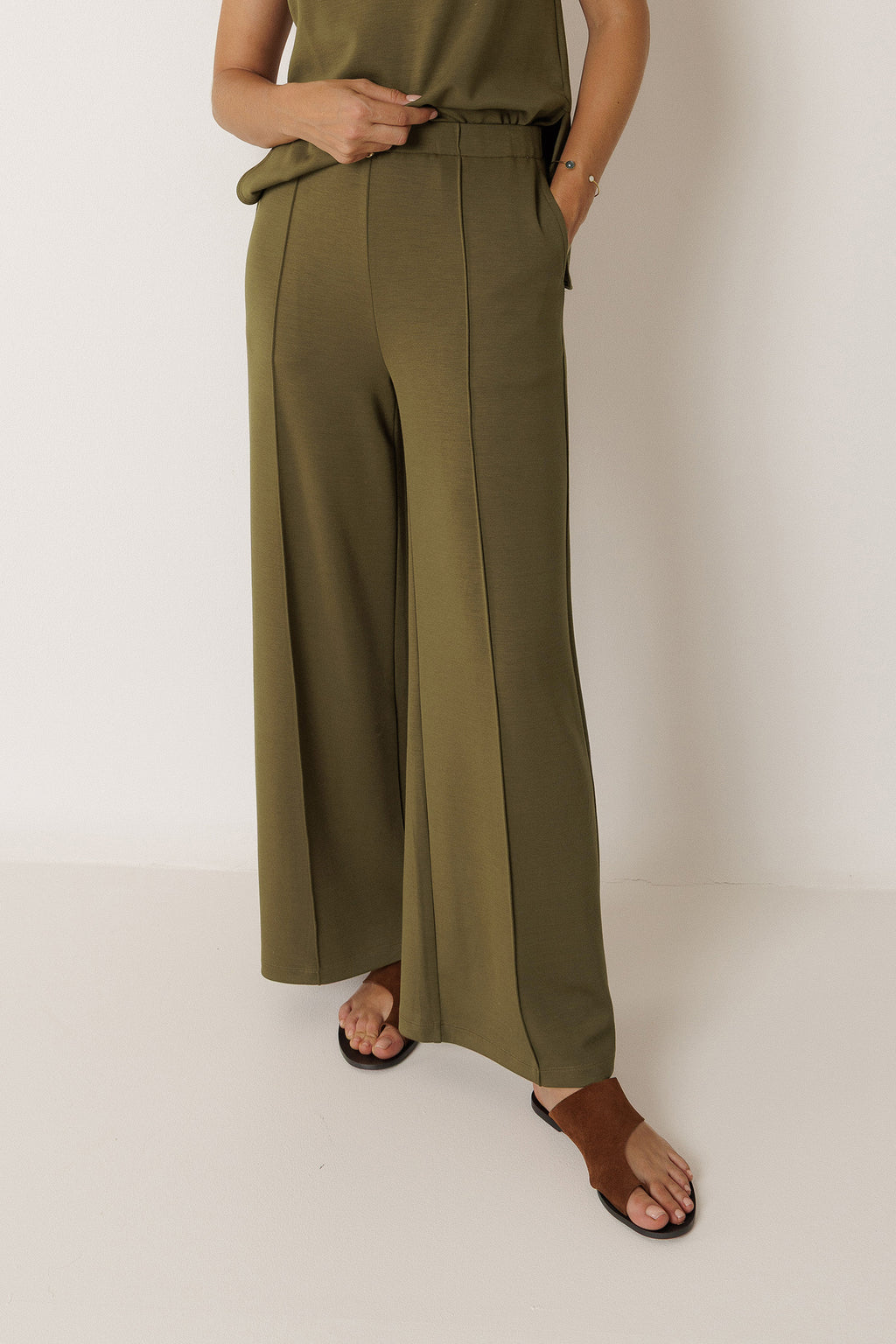 Pantalon Fluide En Modal - Kaki
