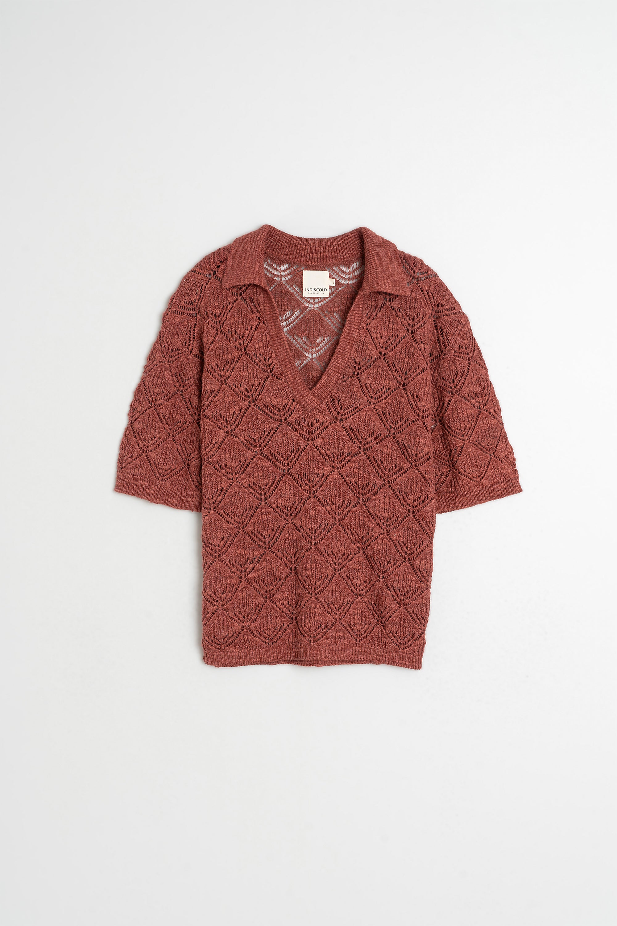 Polo En Maille Ajourée - Litchi