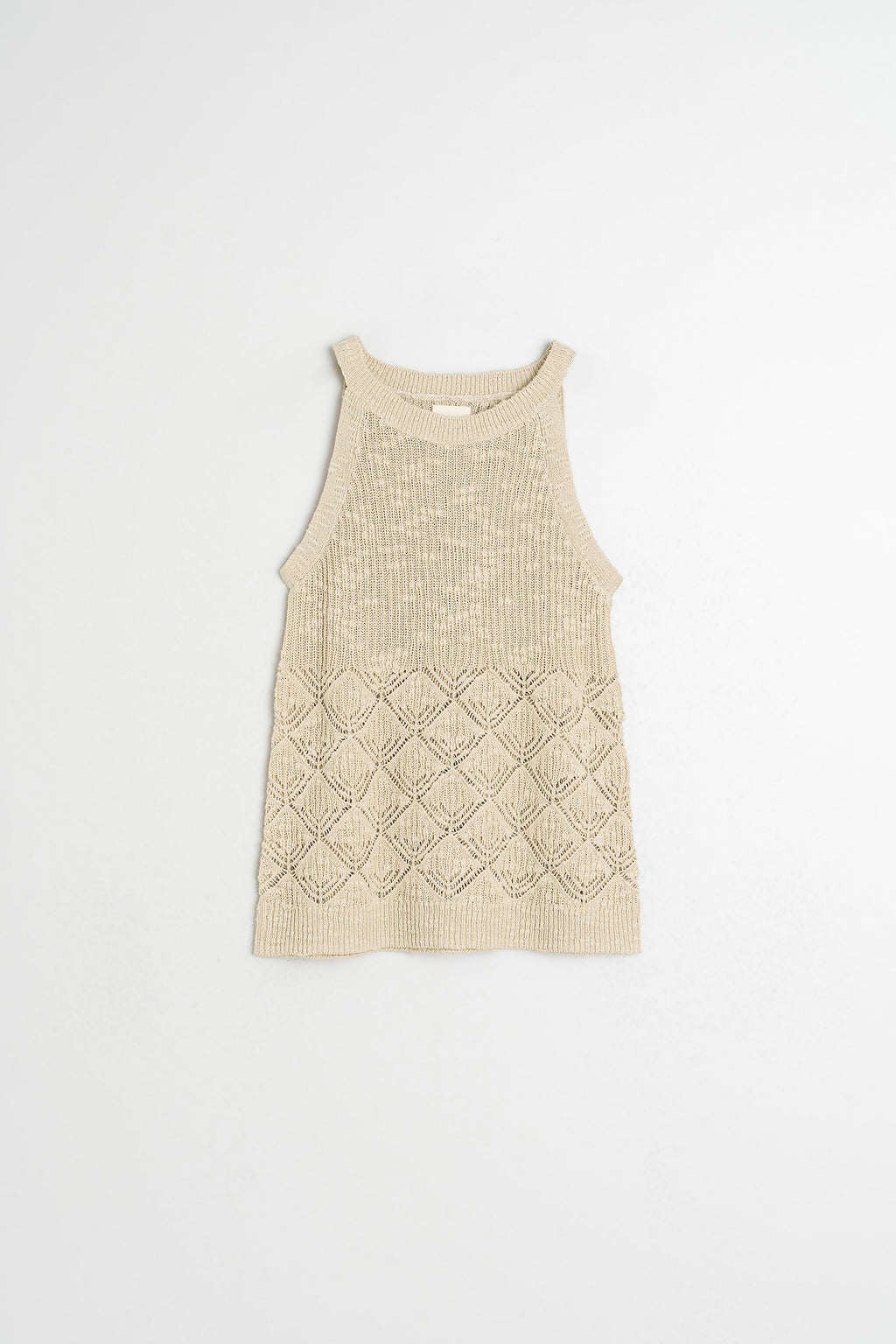 Haut En Maille Ajourée - Beige