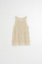 Haut En Maille Ajourée - Beige