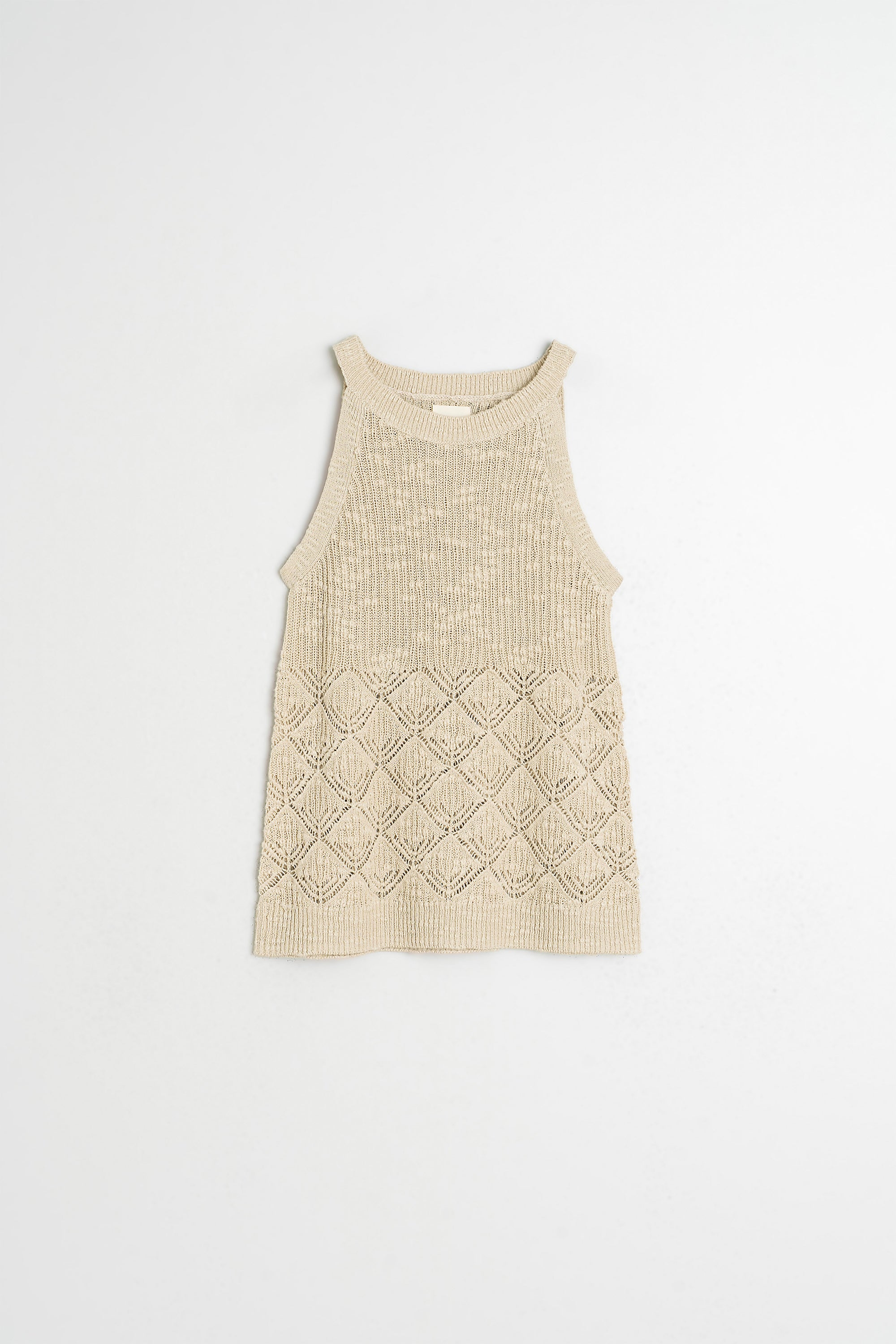 Haut En Maille Ajourée - Beige
