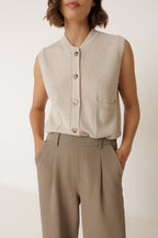 Gilet En Point De Riz - Beige