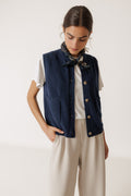 Gilet En Point De Riz - Bleu Marine