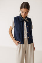 Gilet En Point De Riz - Bleu Marine