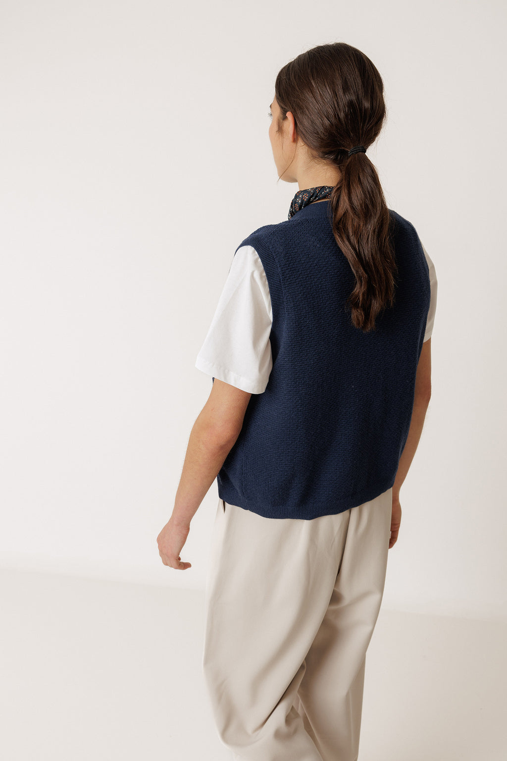 Gilet En Point De Riz - Bleu Marine