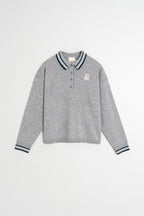 Pull À Col Polo - Gris Chiné