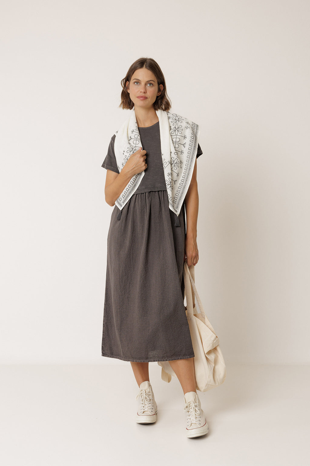 Écharpe À Broderie Ethnique - Écru