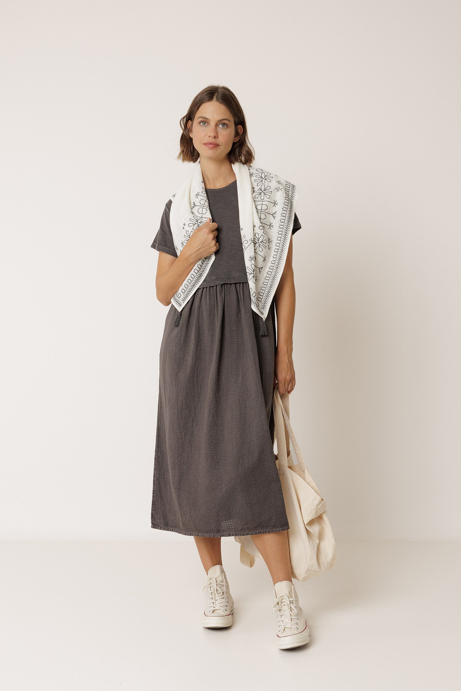 Écharpe À Broderie Ethnique - Écru