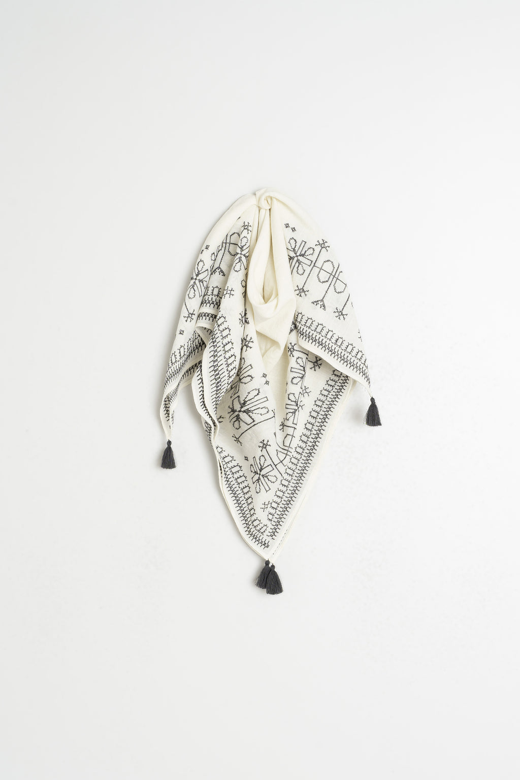 Écharpe À Broderie Ethnique - Écru