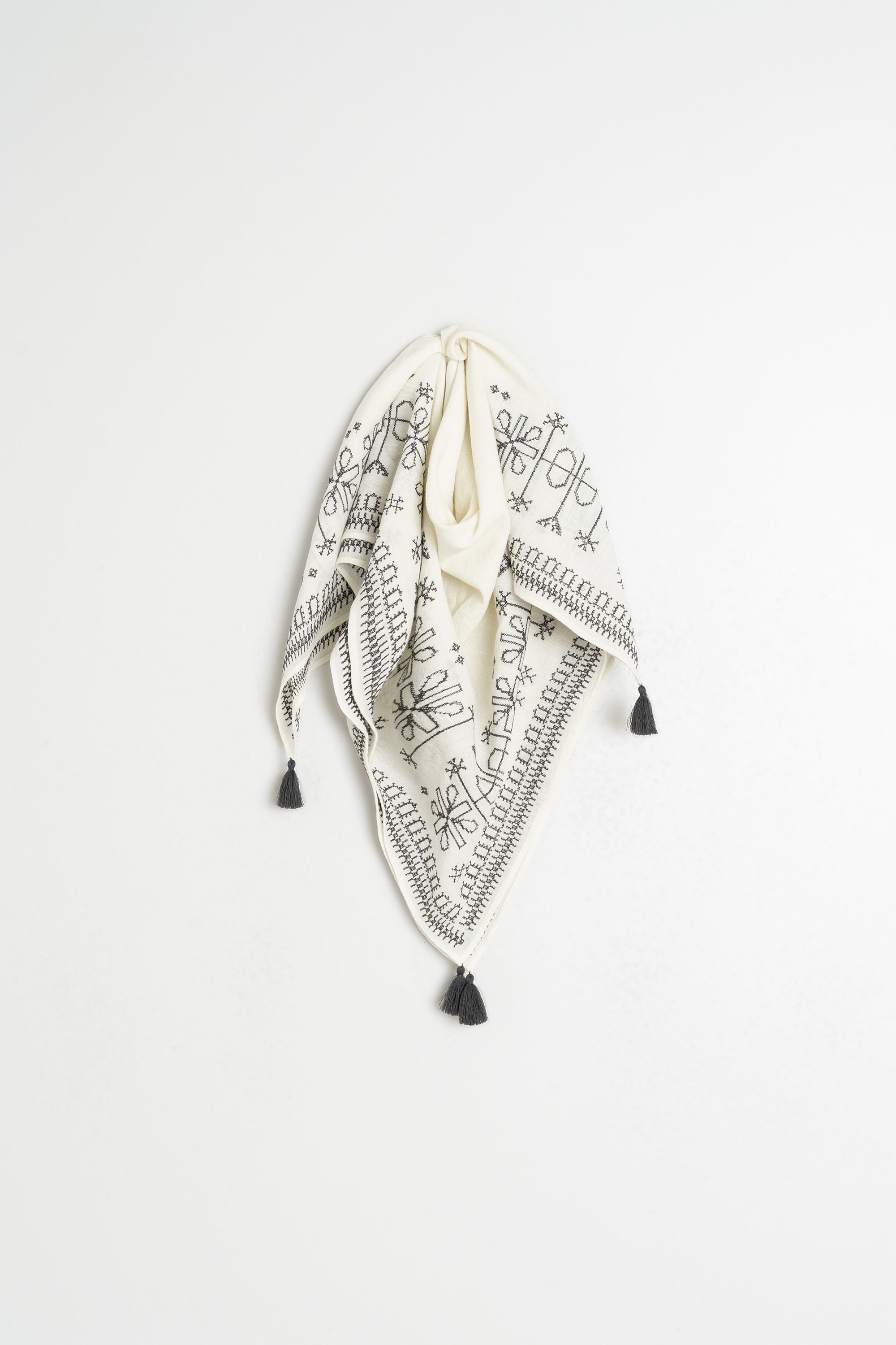 Écharpe À Broderie Ethnique - Écru