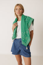 Écharpe À Broderie Ethnique - Vert