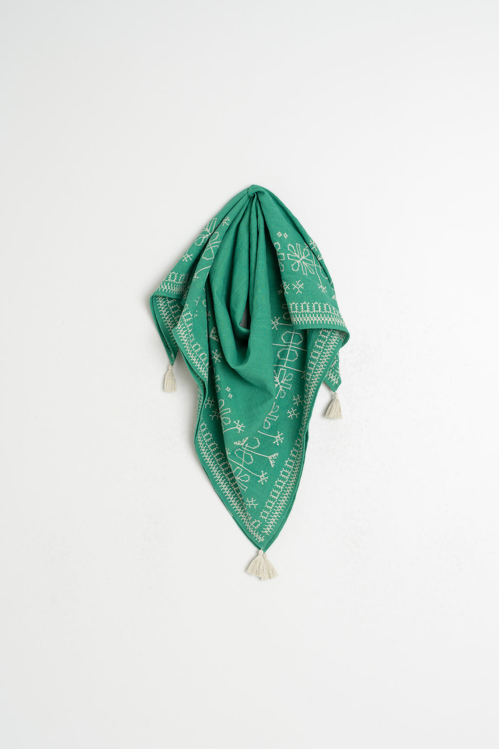 Écharpe À Broderie Ethnique - Vert